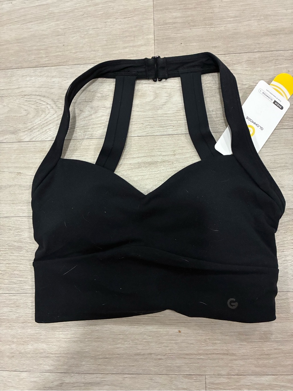 Glow mode Black Strappy Sports Bralette